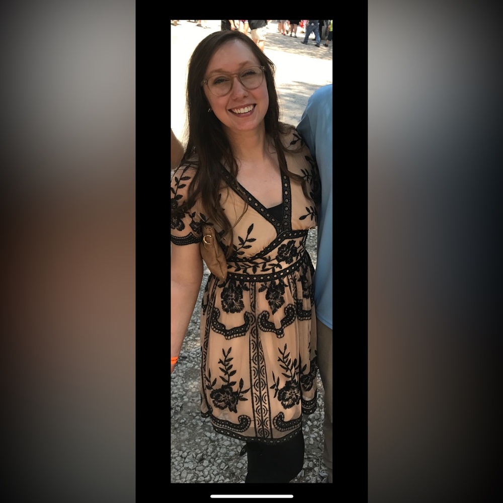 Altar’d state black and tan embroidered dress